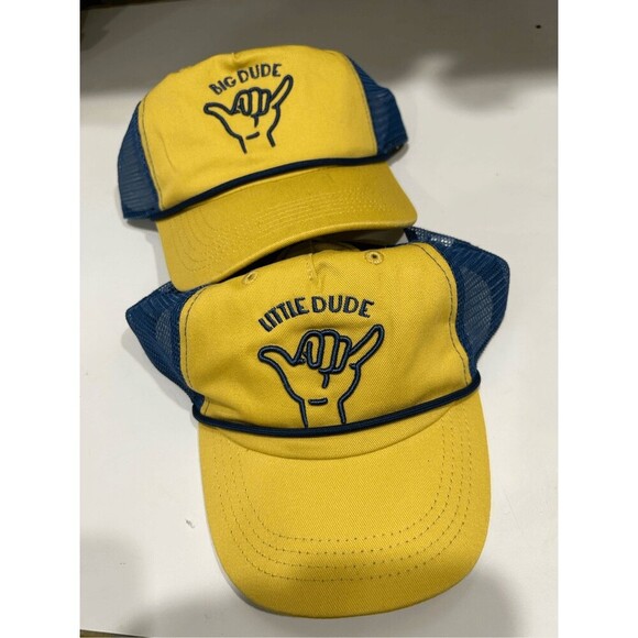 Men's 2pc Big Dude/Little Dude with Flat  Embroidery Hat, cap, Ligh yellow. New. - Picture 7 of 7